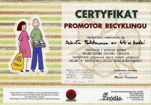Certyfikat "Promotor recyklingu"